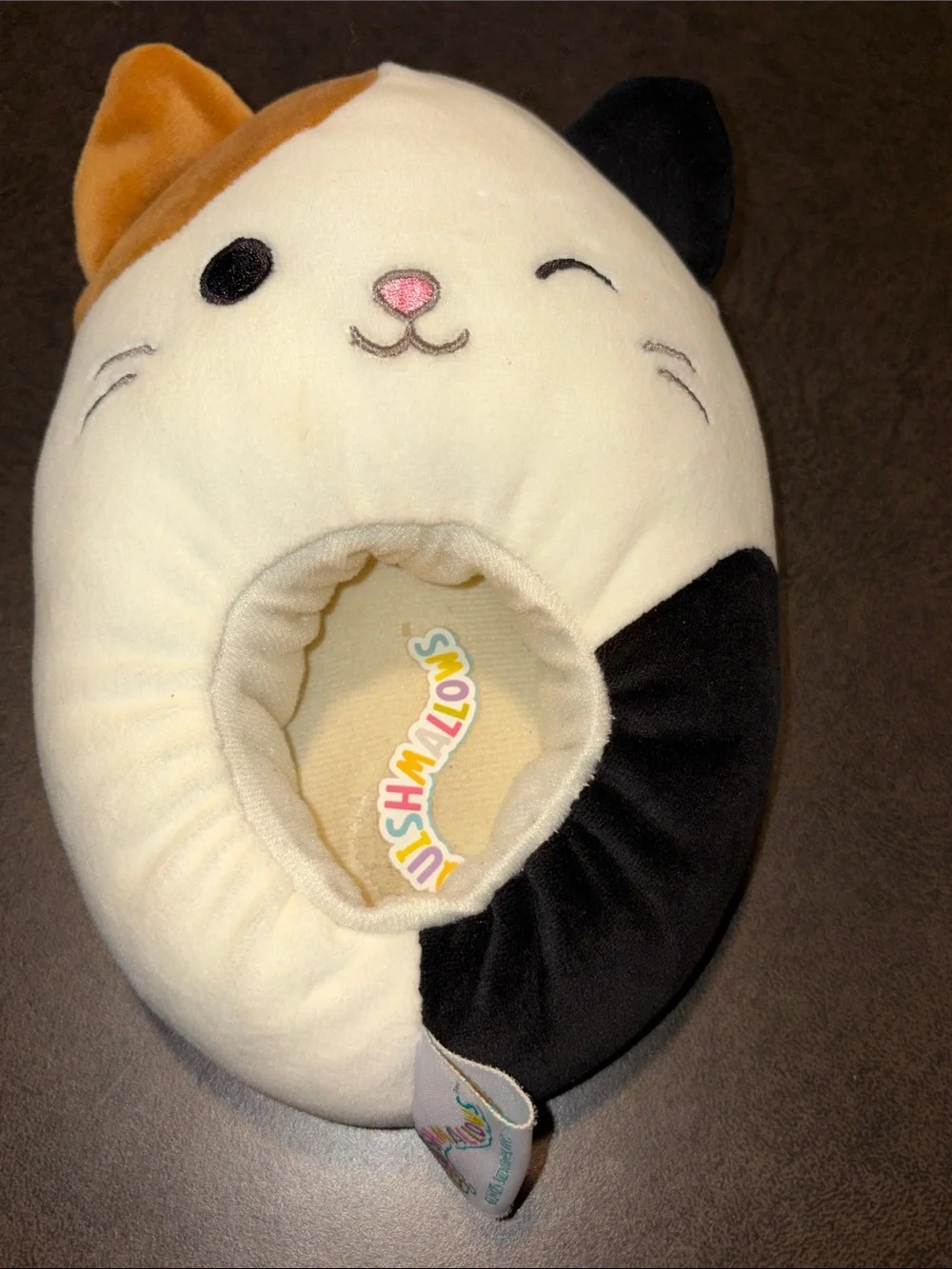 Squishmallows Kids Slippers - White, Black, Orange Calico Cat
